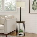 Aptitud Floor Lamp End Table - Mid Century Modern Style Side Table, Brown, Black & Off-White AP3238692